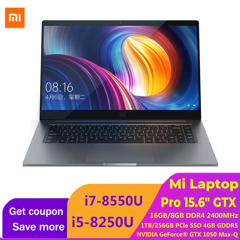 Xiaomi Mi Notebook Pro 15.6 inch GTX 1050 Max-Q 4G Intel Core i7-8550U/i5-8250U 1TB / 256G SSD Game Office Computer Laptop